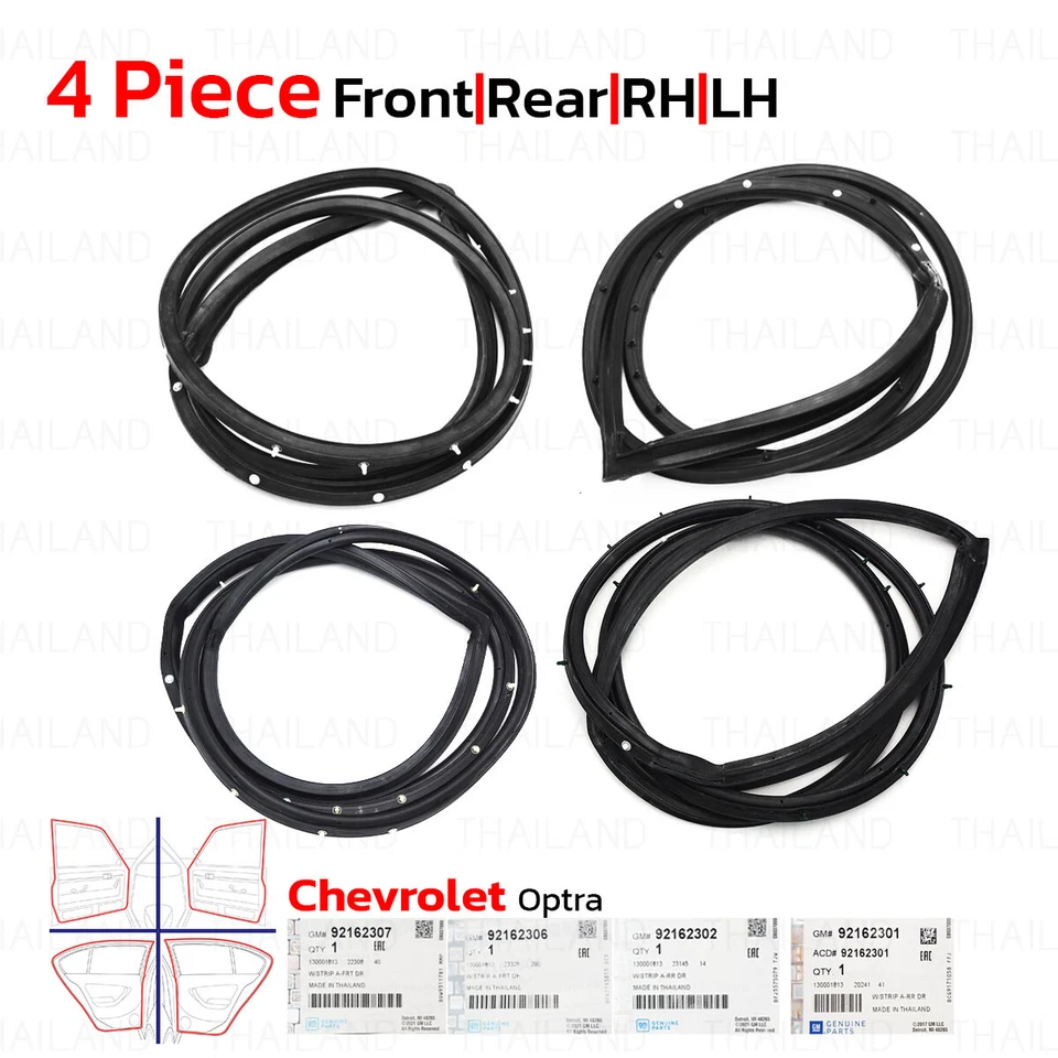 For Chevrolet Optra Sedan 2008 - '13 Rear Lh + Rh Door Rubber Seal Weatherstrip — 第 2/4 张图片