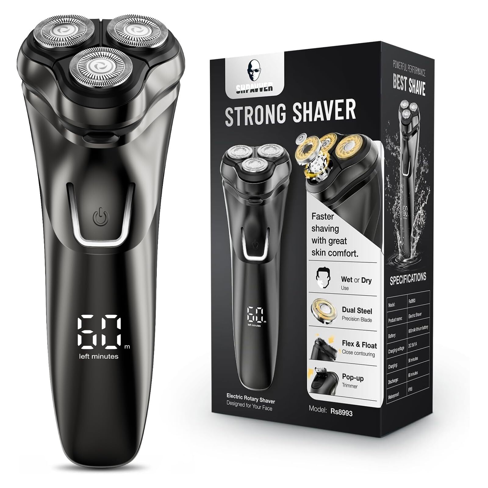Electric Razor for Men, Electric Shaver for Men, Rechargeable Wet Dry Shaver ...