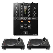 Pioneer DJ DJM-250MK2 2-channel DJ Mixer with Pioneer DJ PLX-500 Turtables