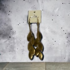 Mia collection gold toned dangle leaf shape earrings