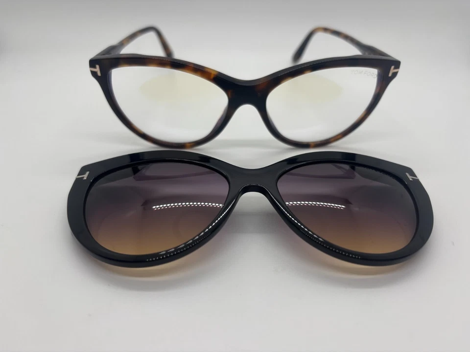 NUEVO TOM FORD TF5772-B 052 Havana Clip On Ojo/Gafas de sol 55-16-140 mm SIN ESTUCHE Foto 2 de 4