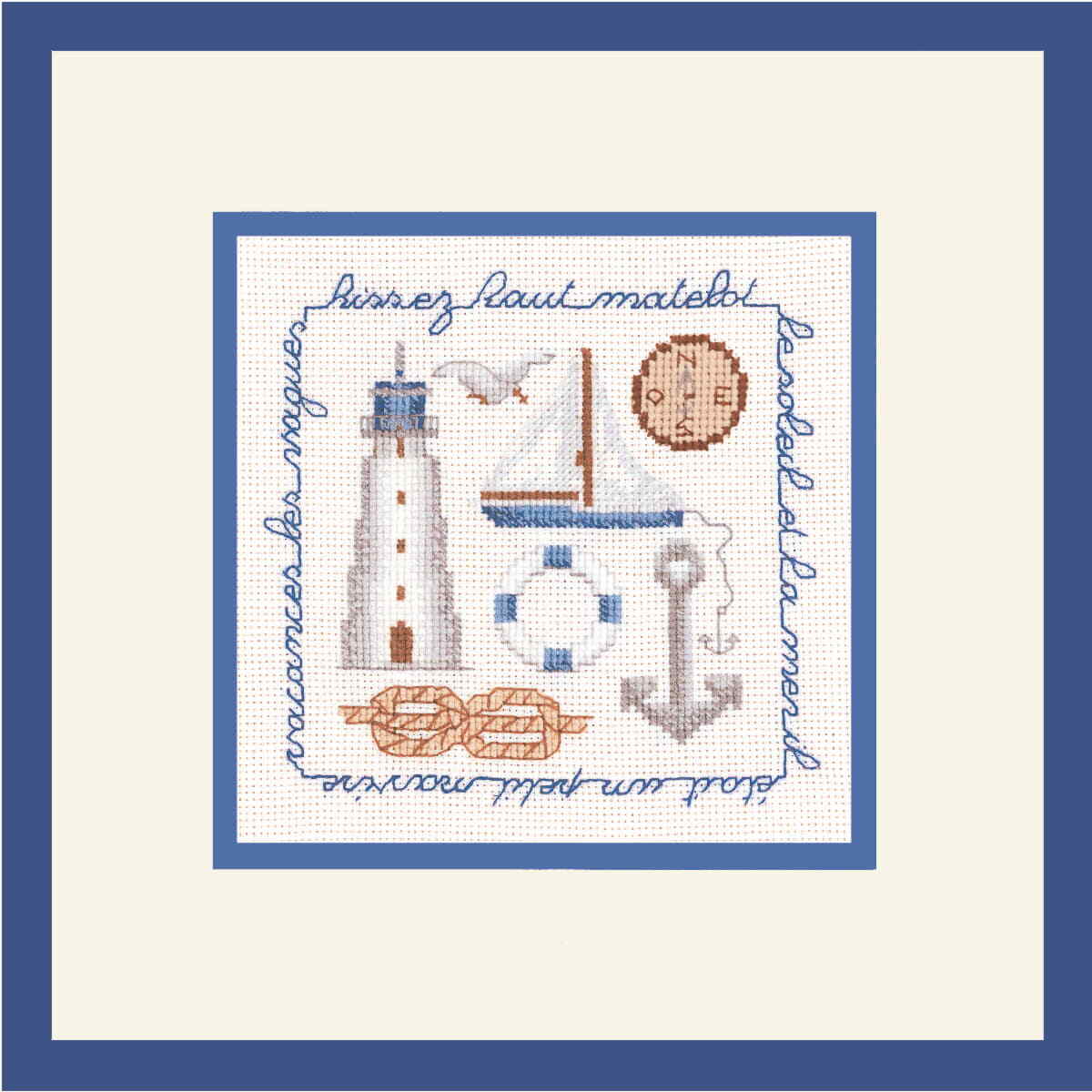 Le Bonheur des Dames counted cross stitch kit ""Hoist Up Blue"", 11.5x11.5cm, DIY