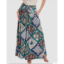 Gracia Tie Waist Palazzo Wide Leg Pants. Size L. Retails 128
