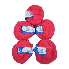 Lot Of 5 Vintage First Lady Mohair Wool Blend Yarn Hot Pink Rose 0598 USA Made