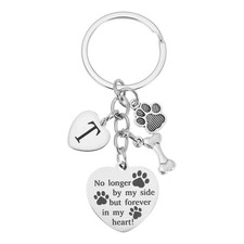 Dog Memorial Gifts Personalized Pet Memorial Keychain, Engraved Letter t