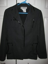 Womens Gray CARLISLE Stretch Wool Blend Skirt Suit, Blazer Jacket 6  Skirt 4