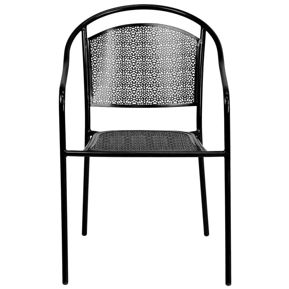 Commercial Grade Black Indoor-Outdoor Steel Patio Arm Chair with Round Back - Image 2 of 4