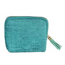 Mini Travel Jewelry Bag with Zipper for Women Bracelets Earrings, Peacock Blue