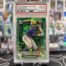 2025 BOWMAN SAPPHIRE EDITION CHROME PROSPECTS GREEN JESUS MADE 44/99 PSA 10