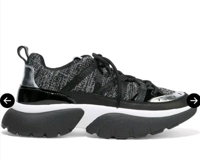 Maje Sneakers/shoes Black Silver Metallic Stretch Knit USsz 8 Retails $278