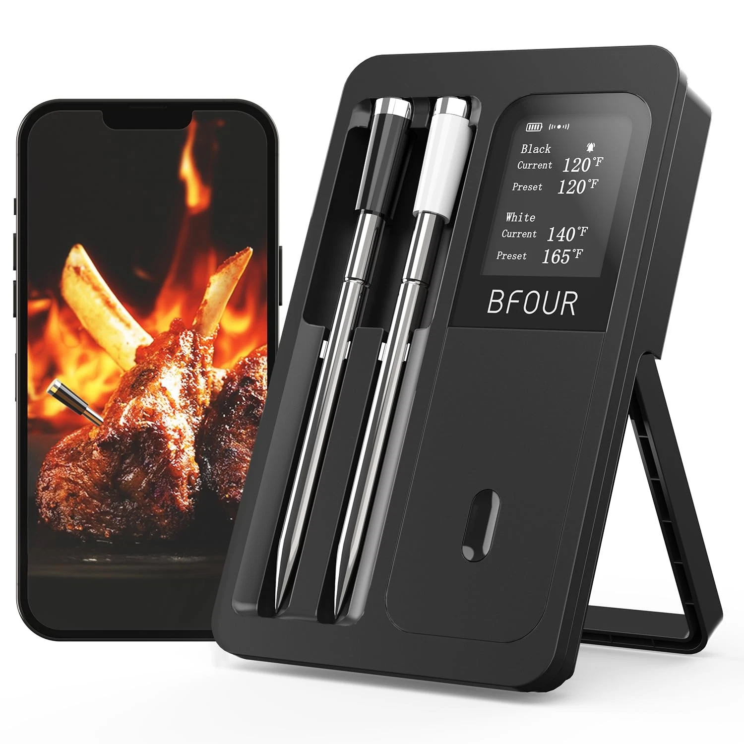 524FT Meat Thermometer Digital Wireless W/ Smart App Bluetooth Smoker Cooking
