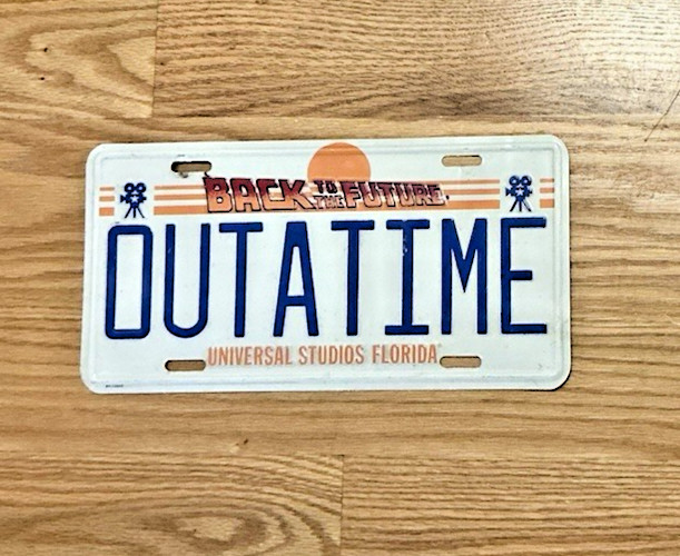 BACKTO THE FUTURE Universal Studios Florida Lic Plate-OUTATIME