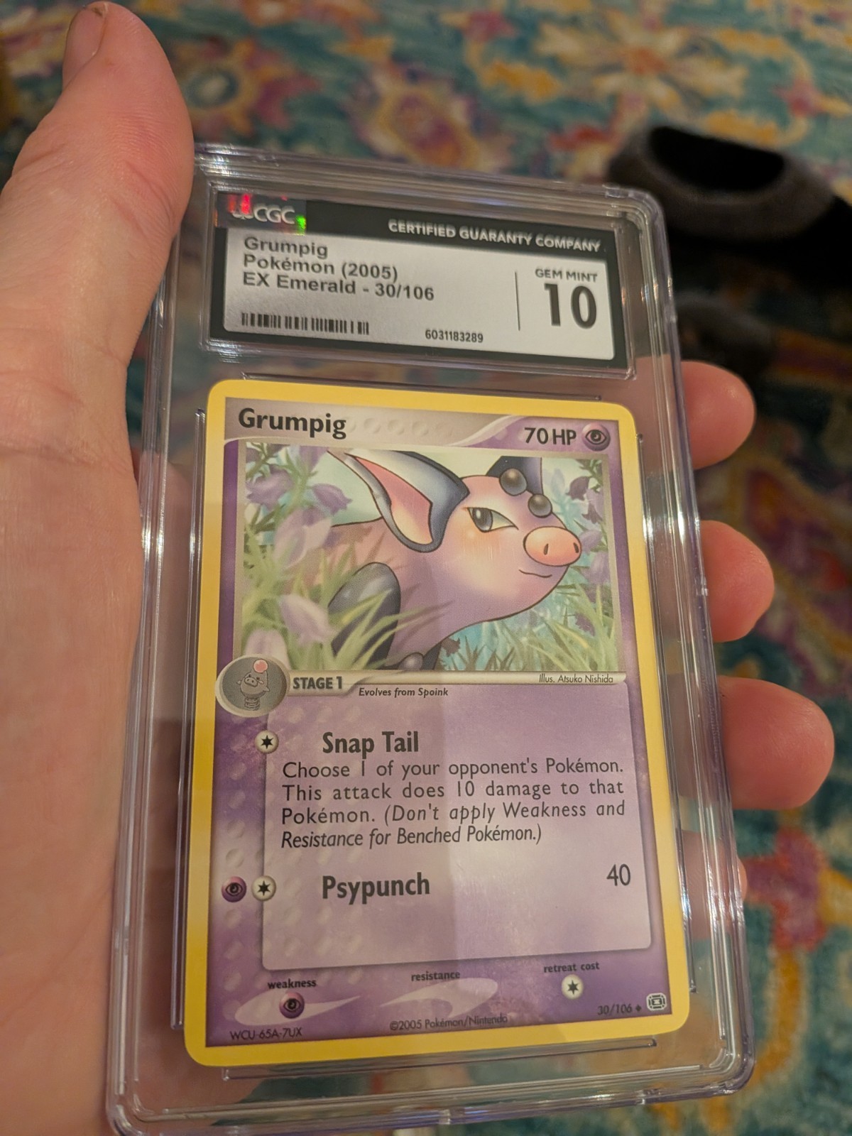 (POP 17) CGC 10 GEM MINT Grumpig EX Emerald 30/106 Pokemon Card