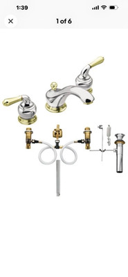 New Moen Monticello 8'' Widespread Faucet 4570CP Chrome/Polished Brass