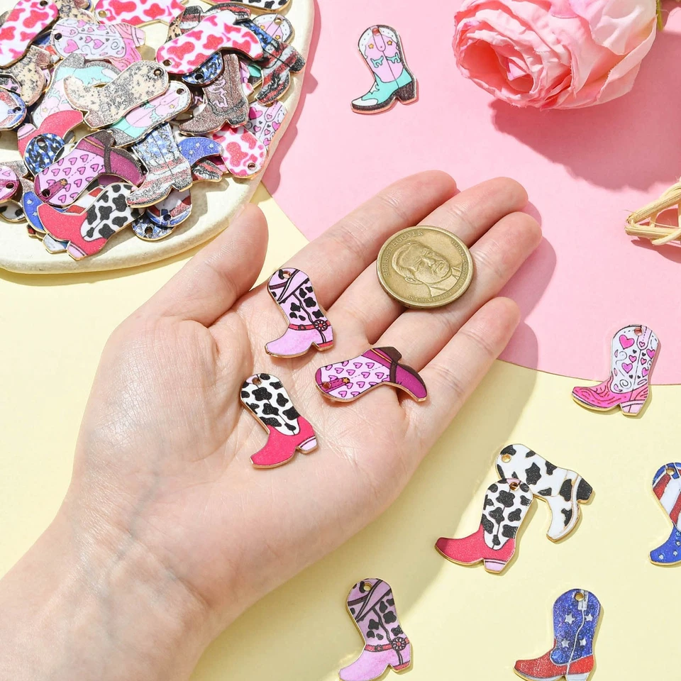 60шт ковбойские сапоги бант сплава эмали подвески короткие ботинки туфли подвески для DIY - Изображение 4 из 4