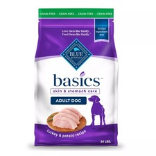 Basics Skin  Stomach Care Adult Dog Dry Food- Grain Free, Turkey Potato, 24 Lb