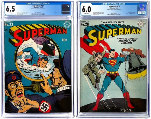 Superman 23 26 CGC 1943 1944 Golden Age DC Comics WWII Nazi Cover (White Pages)