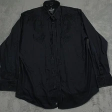 Roar Shirt Mens XXL Black Button Up Y2K Long Sleeve Axlan