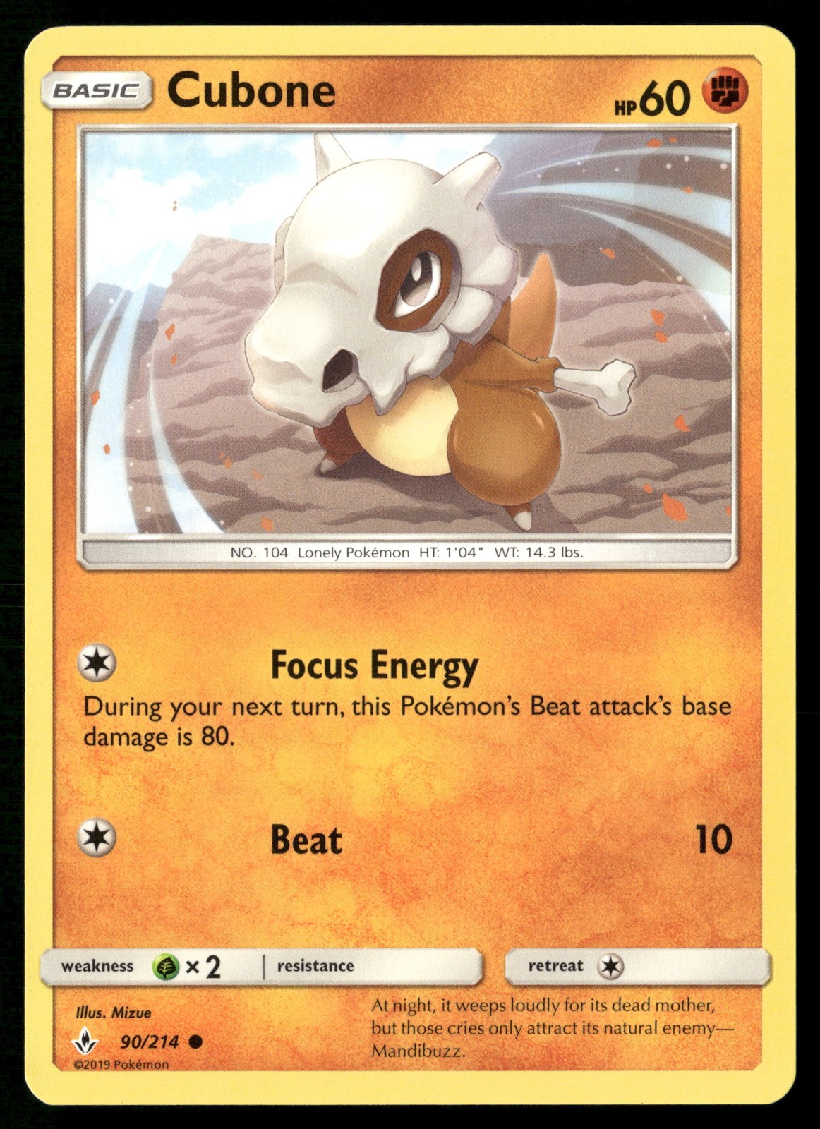 Cubone Normal Common SM - Unbroken Bonds 90/214 LP