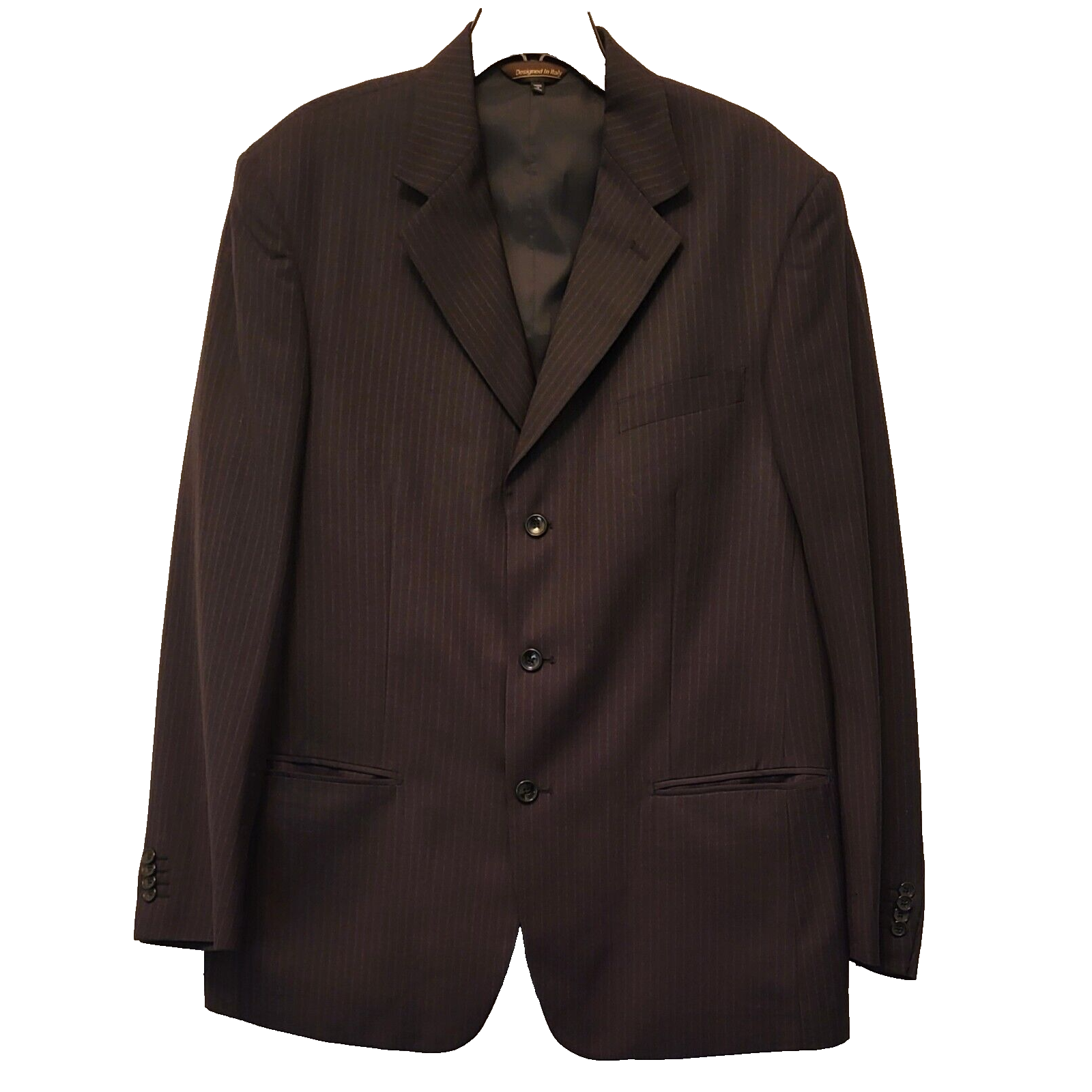 Gray Pinstripe Keneli Suit Jacket & Vest Men's 46L Italian Design