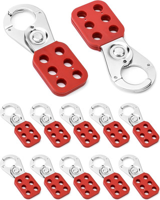 12 Pack Red Lockout Tagout Hasps Stainless Steel Hold Up to 6 Padlocks Gear Sets