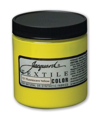 Jacquard Fluorescent Yellow Fabric Paint 8 Fl Oz Permanent Soft Colorfast Paint