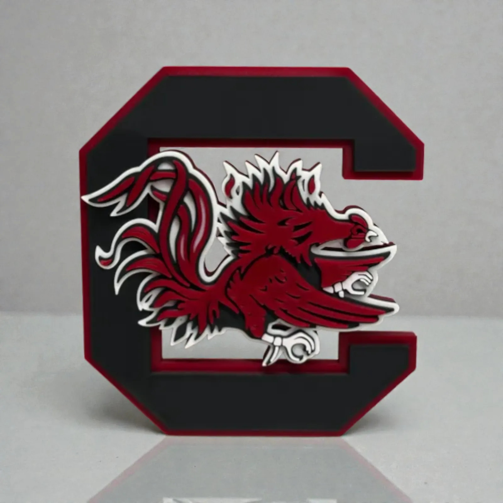 South Carolina Gamecocks 3D Layered Logo Sign Plaque NCAA Fan Cave Decor
