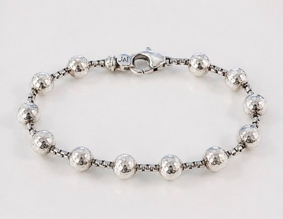 JAI Sterlingsilber gehämmert Perle, Box Kette Armband, 7,5'', 13,6 g