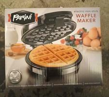 Parini Electric Waffle Maker New Non Stick Adjustable Temperature Control 7.8"