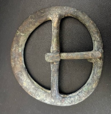 Vtg Large Cast Iron Belt Buckle Primitive 4'' x 3.75'' Rusty Patina Rustic Cowboy
