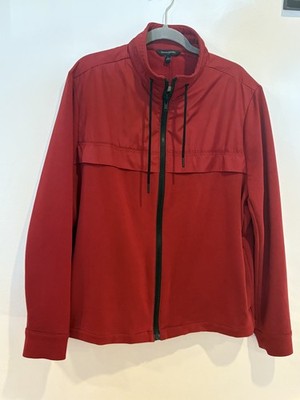 Banana Republic men s mixed media full zip red jacket size large   