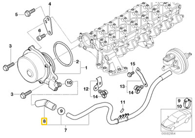 Original BMW E38 E39 E46 Kombi Limousine Vakuumpumpe Schlauch Schlauch OEM 34331165832