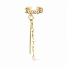 Women's Gold Alloy CZ Tassel Ear Cuff Non Pierced Earrings Birthday Gift