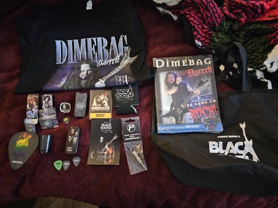 INSANE Dimebag Darrell Black Tooth LOT OVER 20 ITEMS! GUITAR PICKS SHIRT PANTERA