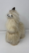 Handmade Real Alpaca Fur Llama Figurine Plush Peru Souvenir Long Hair Flowy Soft
