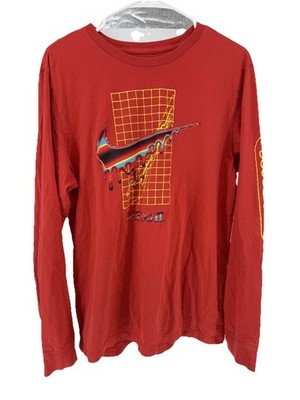 NIKE Heatwave Drip Logo Long Sleeve Shirt Size L Red Air Max R1
