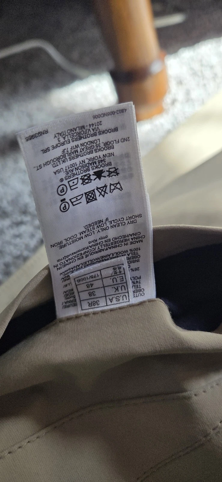 BROOKS BROTHERS REVERSIBLE GABARDINE COTTON WOOL TRENCH COAT 38R - product detail image 4