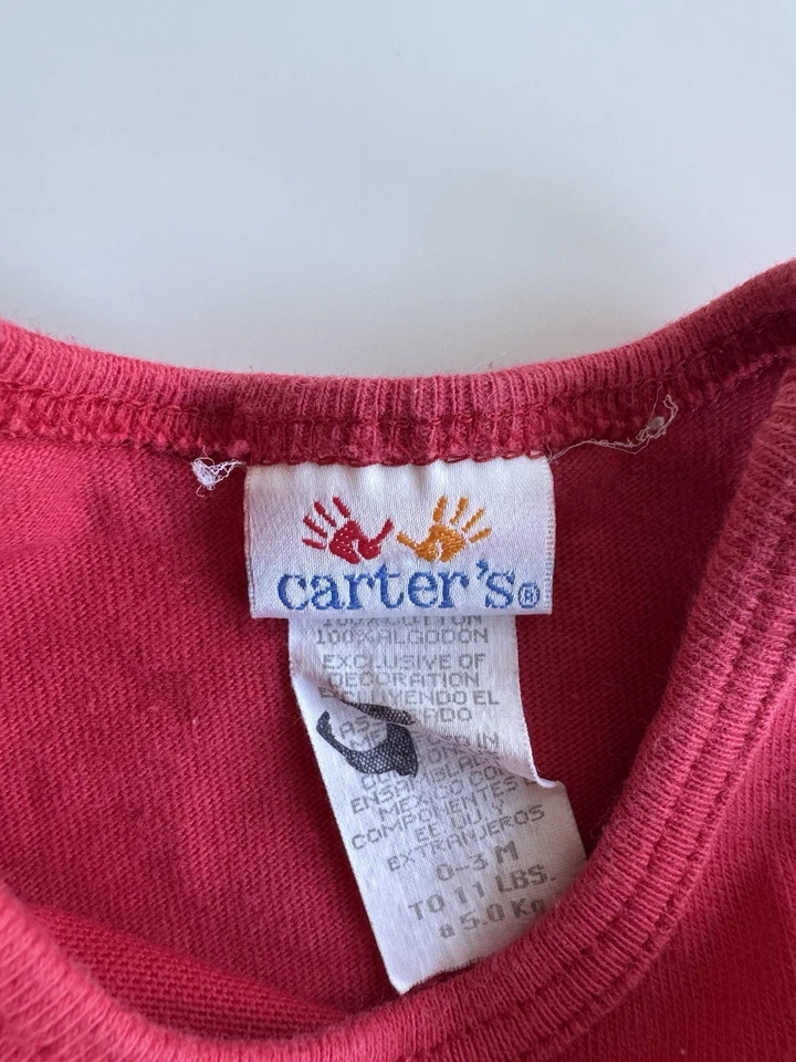 Body Carter’s Vintage 0-3m Rojo con Costuras y Detalles "Bugs On The Go" Foto 2 de 4