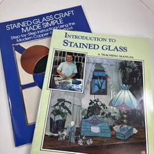 STAINED GLASS Pattern Book Lot 2 LAMPS, PLANTERS,FRAMES, CANDLE HOLDERS ETC
