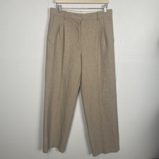 Wilfred Aritzia Women s Beige Wide Leg Trousers Pleated Dress Pants Size 12.