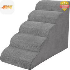 Foam Dog Stairs Extra Wide 5-Steps Non-Slip Pet Ramp for High Beds Couch Window