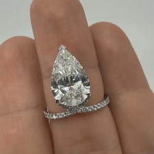 5.20 CT Pear Cut EF/VS1 Lab Grown Diamond Twisted Engagement Ring 14K White Gold