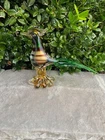 Vintage Murano Gold, Green, and Brown Glass Pheasant  Figurine 11in - Art Deco!!