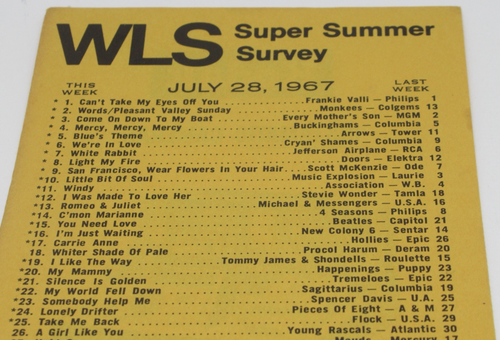 WLS Radio 89 Chicago TOP 45 Encuesta 28 de julio de 1967 # 1 Single Frankie Valli - Imagen 2 de 3