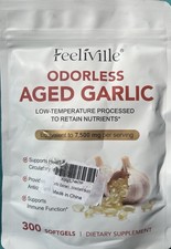 Odourless Aged Garlic Extract 7,500mg Strength 300 Softgels Non-GMO Gluten-Free