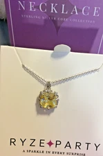 Ryze Lemon Twist & White Frost CZ Sterling Silver Necklace NIB