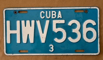 Vintage Cuba License Plate Havana Licencia Matricula Cubana Ciudad de Habana