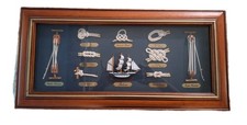 Nautical Shadow Box 9 Rope Knots And Sailing Ship Maritime Display Decor 11.5x24