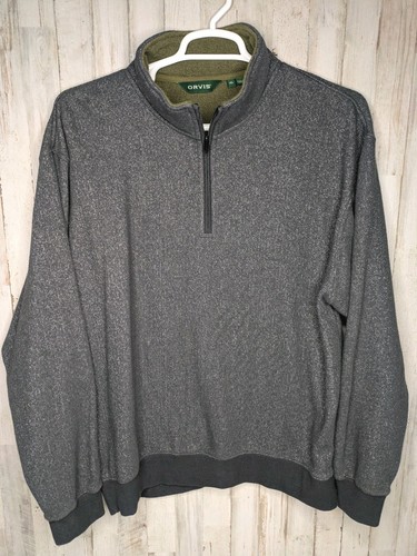 Orvis 1/4 Zip Fleece gefütterter Pullover Herren Gr. XL grau weiß - Bild 1 von 7