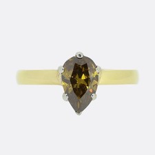 0.80 Carat Fancy Golden Brown Diamond Solitaire Ring
